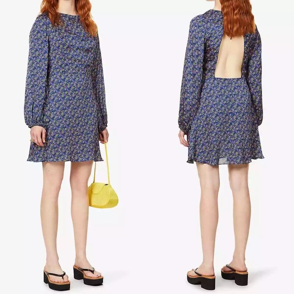 RHODE Dress Bonnie Open Back Long Sleeve Mosaic Floral NWT Size 4